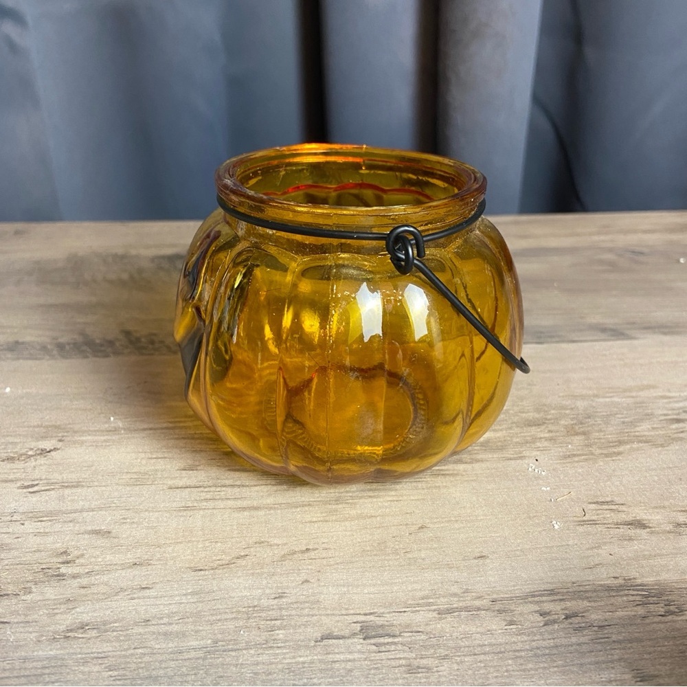 Jack-o'-Lantern Pumpkin Glass Candle Holder Tea Light Halloween Home‎ Decoration - Picture 2 of 7